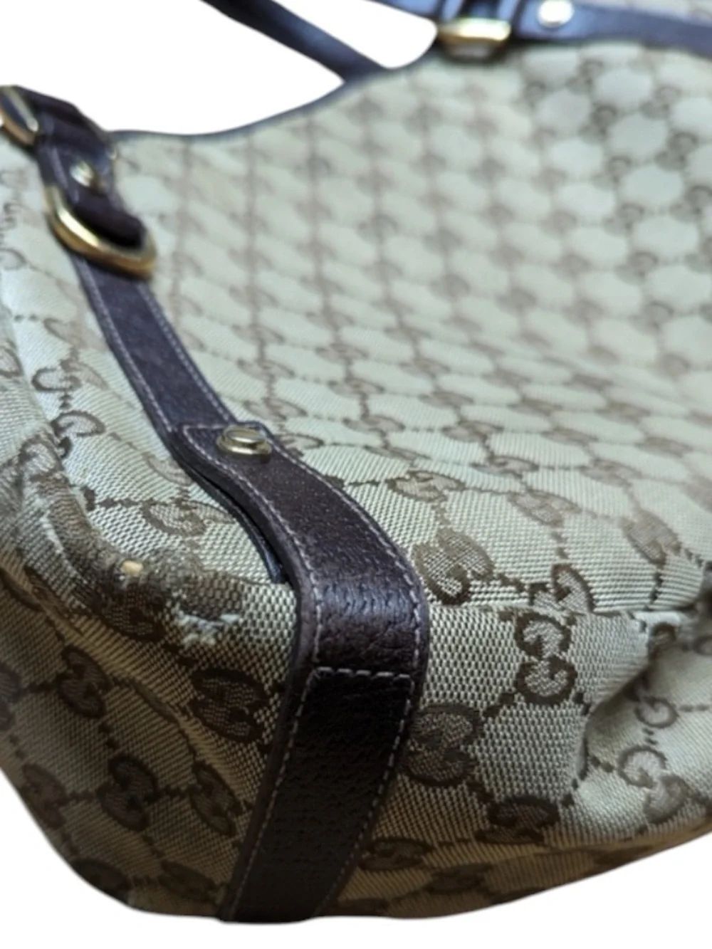 GUCCI•Abbey GG monogram canvas hobo handbag brown FLAWED - Picture 6 of 10